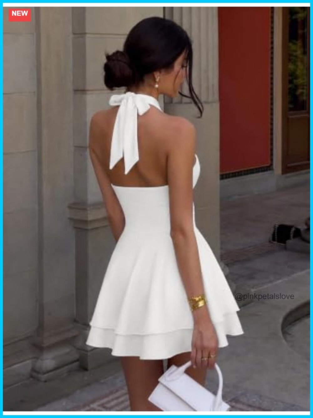 Halter Neck Mini Dress Backless Ruffle Party Bodycon - Picture 3 of 5